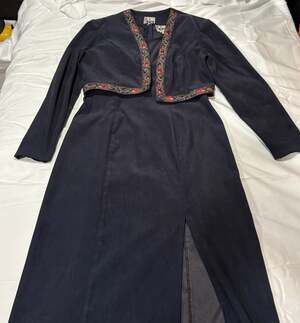 RJ & Co Vintage 80s Womens Black Midi Maxi Dress & Jacket Set